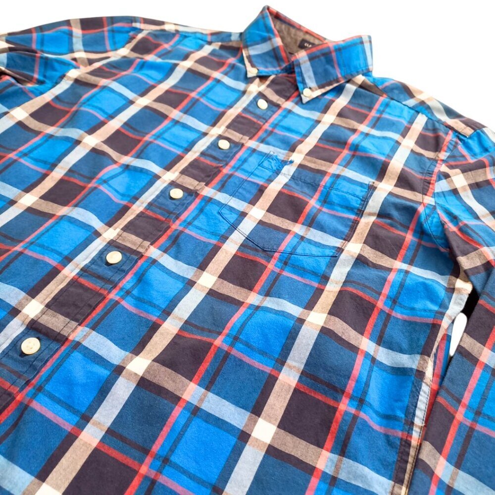 American Eagle Outfitters Men’s Blue Plaid Shirt – Long Sleeve Button-Down, S - Picture 4 of 8